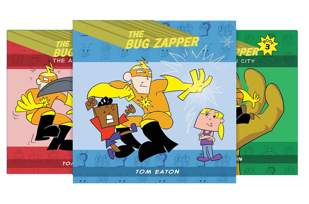 Image of the three Bug Zapper graphic novel covers